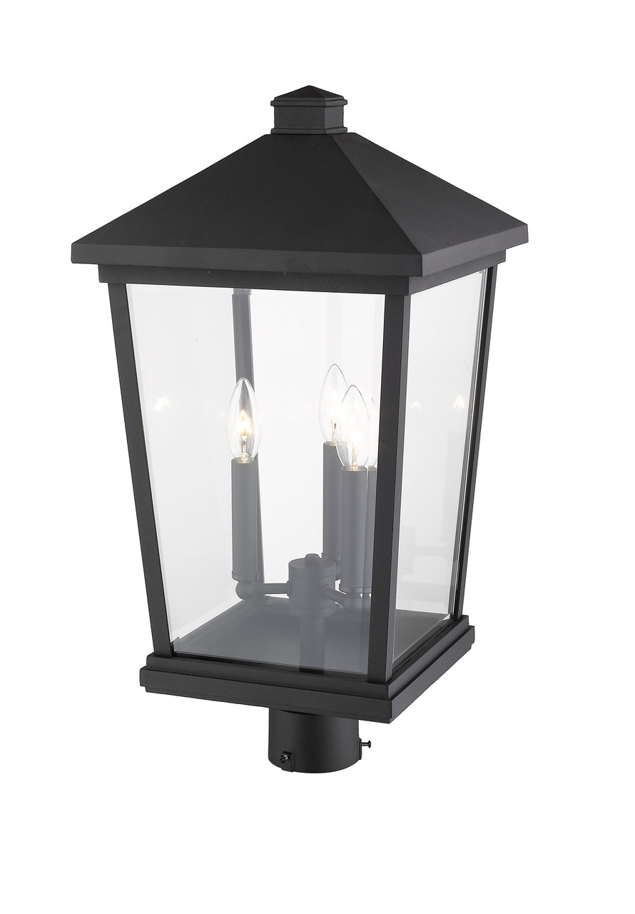 Z-LITE 568PHXLR-BK 3 Light Outdoor Post Mount Fixture