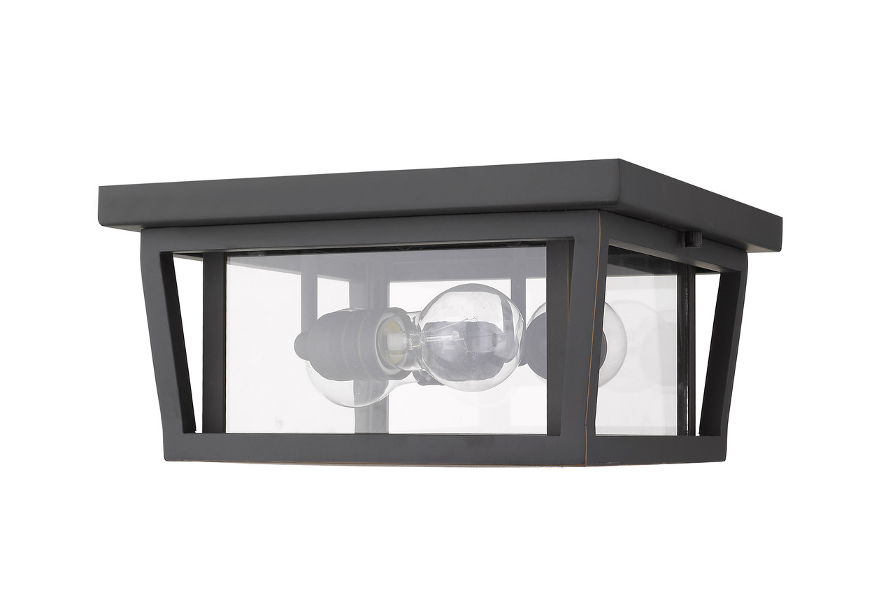 Z-LITE 571F-ORB 3 Light Outdoor Flush Ceiling Mount Fixture