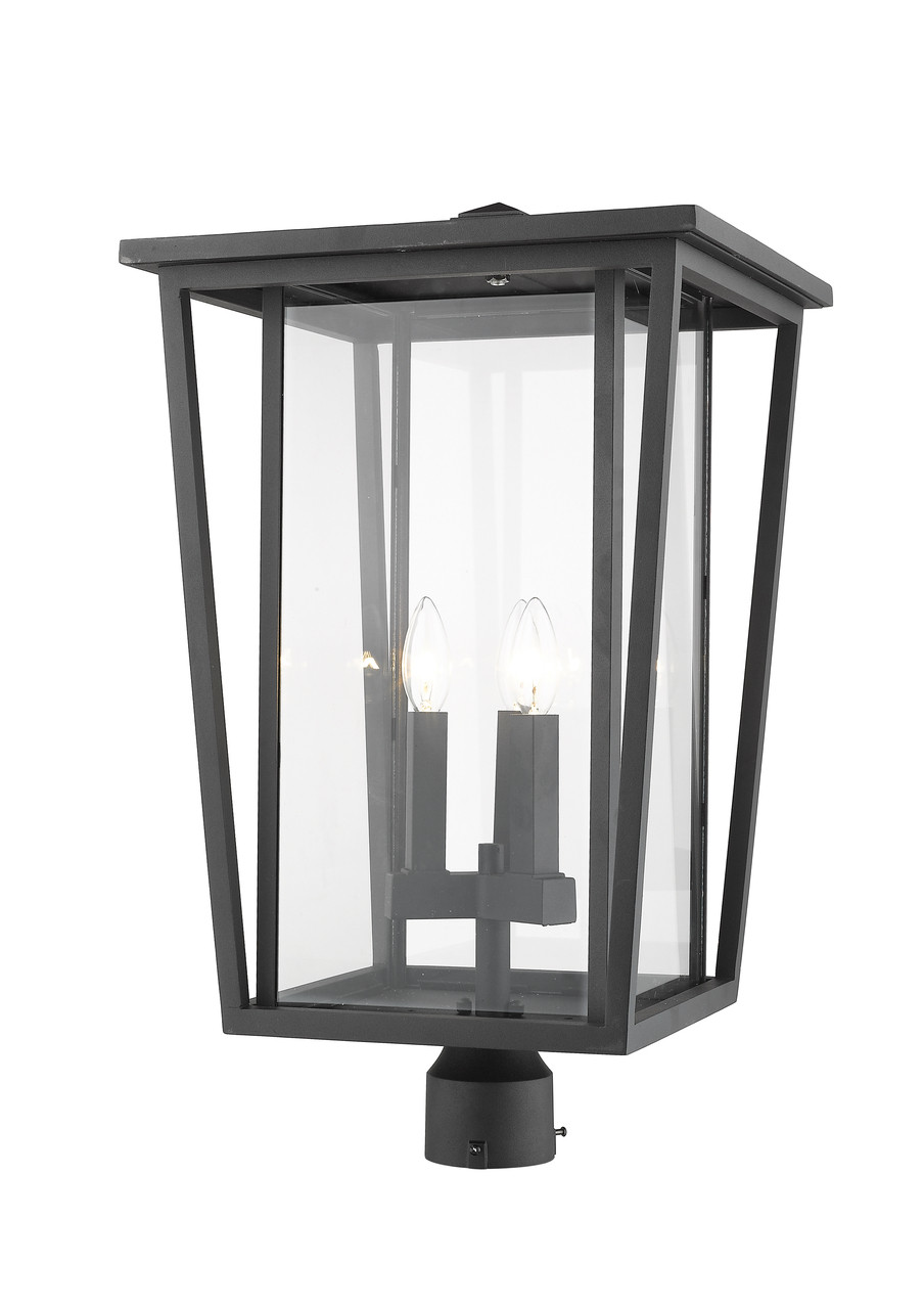 Z-LITE 571PHXLR-BK 3 Light Outdoor Post Mount Fixture