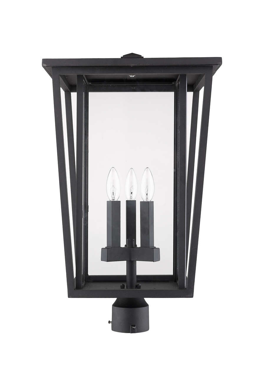 Z-LITE 571PHXLR-BK 3 Light Outdoor Post Mount Fixture