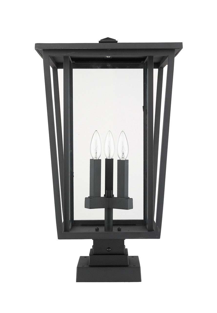 Z-LITE 571PHXLS-SQPM-BK 3 Light Outdoor Pier Mounted Fixture