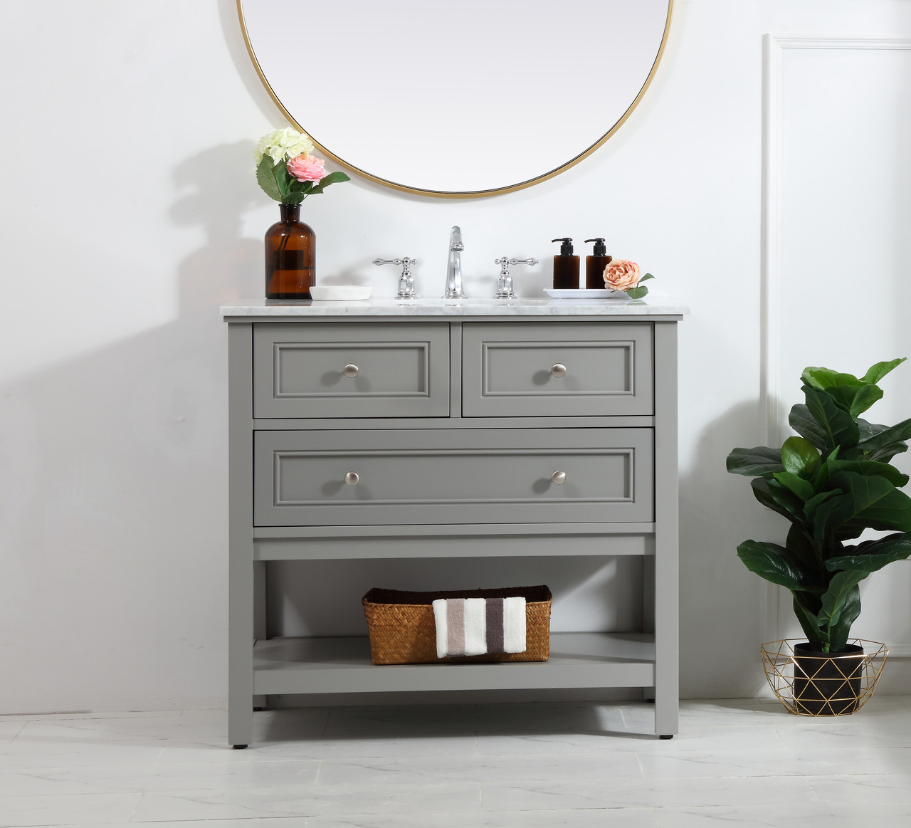 Elegant Decor VF27036GR 36 in. single bathroom vanity set in Grey Elegant Decor VF27036GR 36 in. single bathroom vanity set in Grey