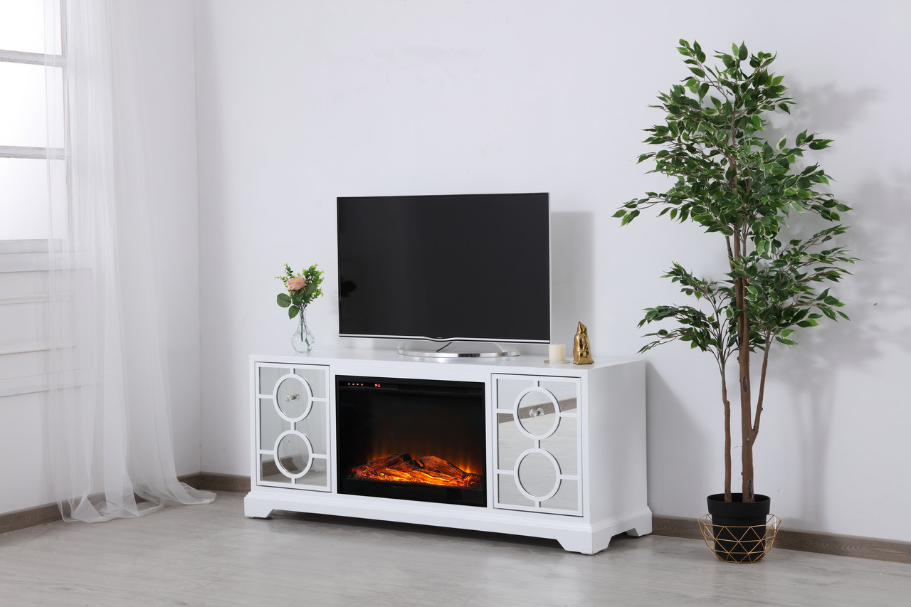 Elegant Decor MF801WH-F1 TV Stand with Fireplace - Thumbnail 4