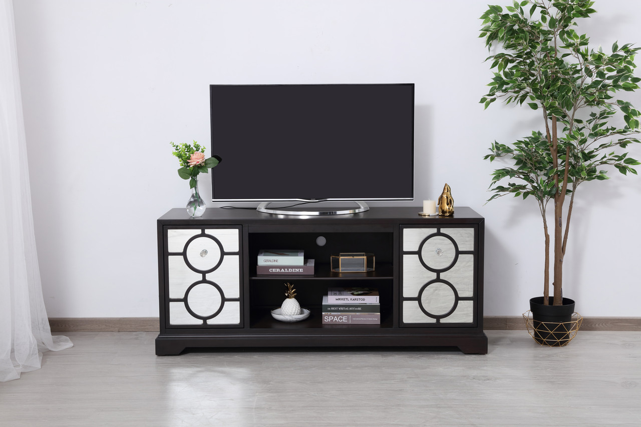 Elegant Decor MF802DT 60 in. mirrored TV cabinet stand in dark walnut