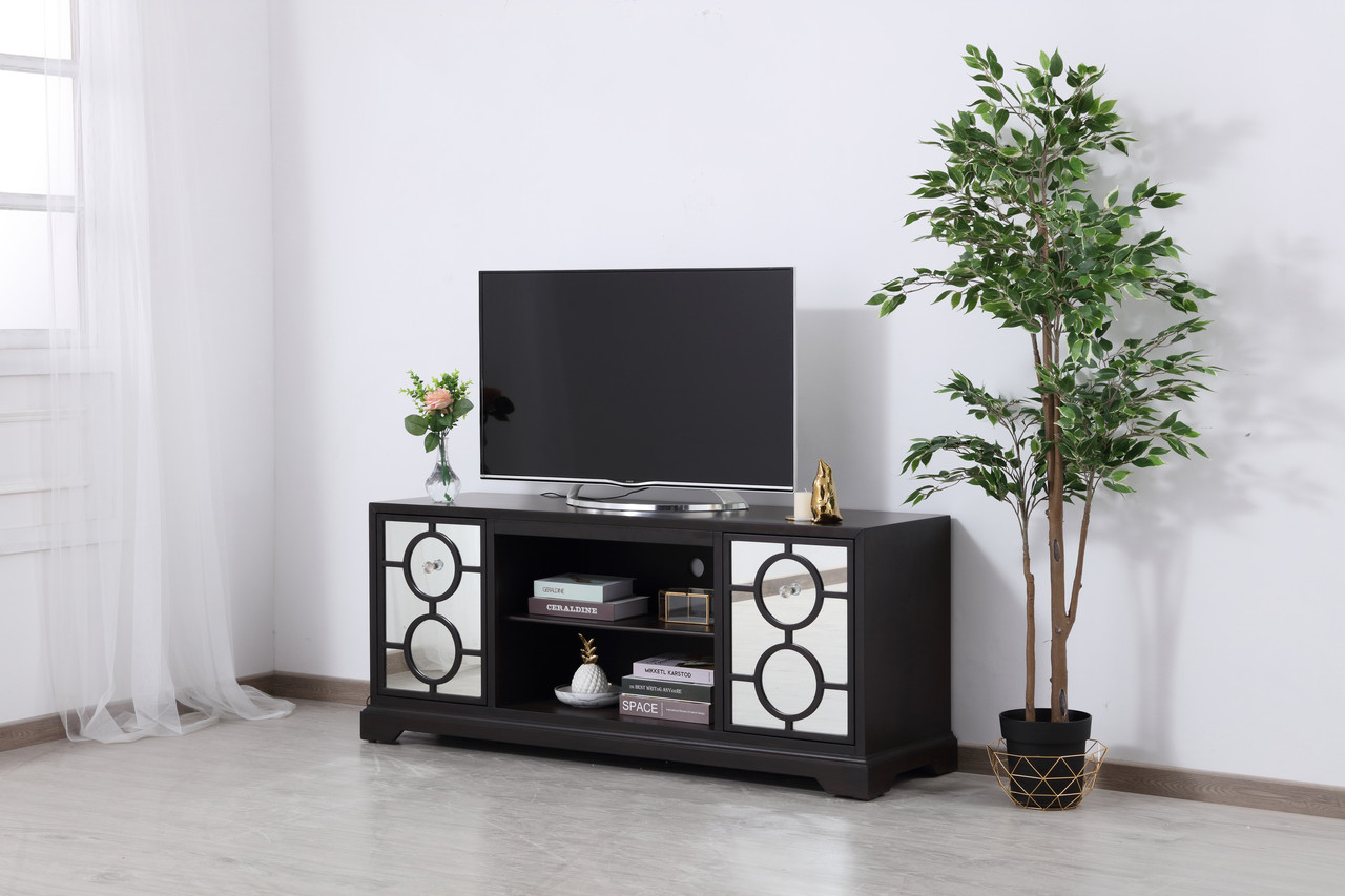 Elegant Decor MF802DT 60 in. mirrored TV cabinet stand in dark walnut