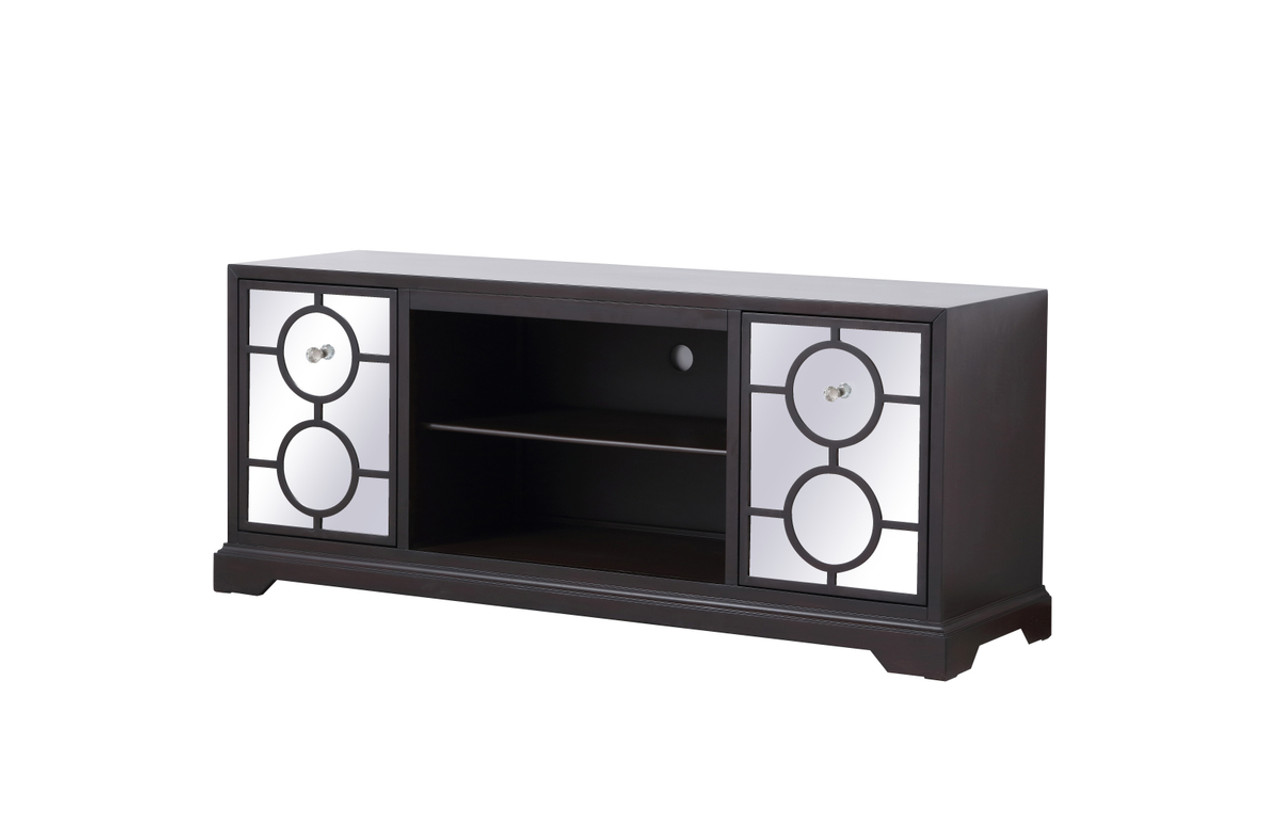 Elegant Decor MF802DT 60 in. mirrored TV cabinet stand in dark walnut
