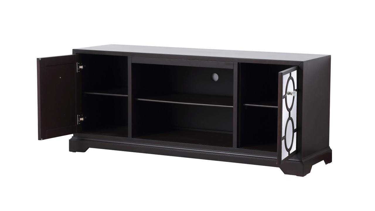 Elegant Decor MF802DT 60 in. mirrored TV cabinet stand in dark walnut