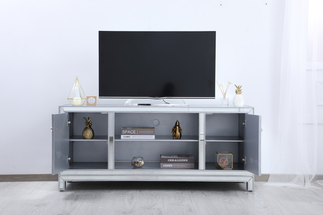 Elegant Decor MF701S 60 in. mirrored TV stand in antique silver