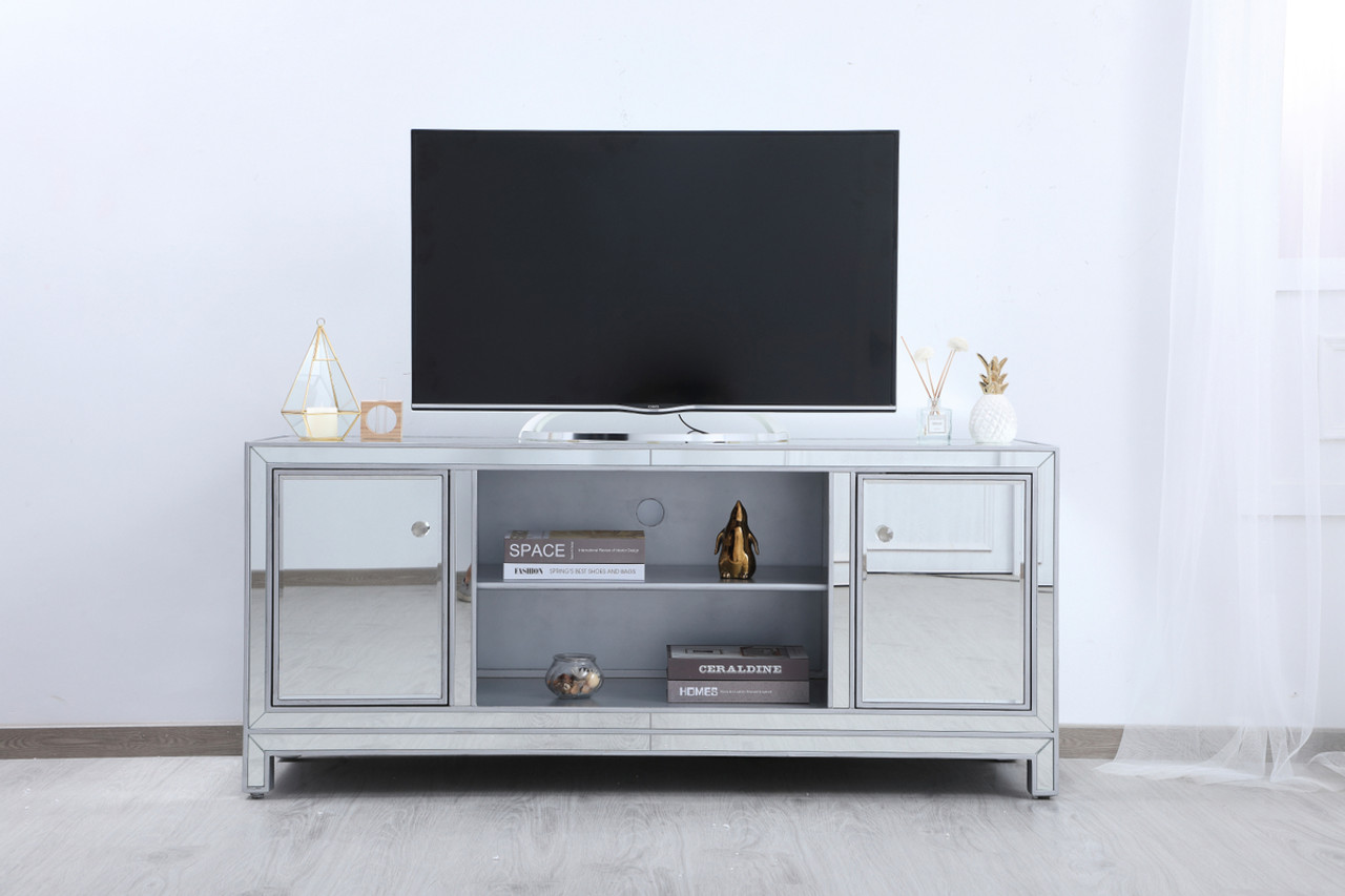 Elegant Decor MF701S 60 in. mirrored TV stand in antique silver