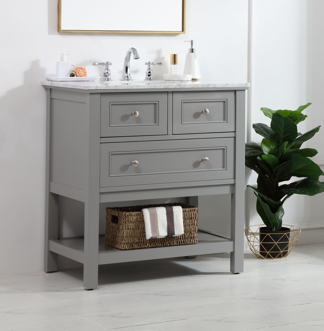 Elegant Decor VF27030GR 30 in. single bathroom vanity set in Grey Elegant Decor VF27030GR 30 in. single bathroom vanity set in Grey