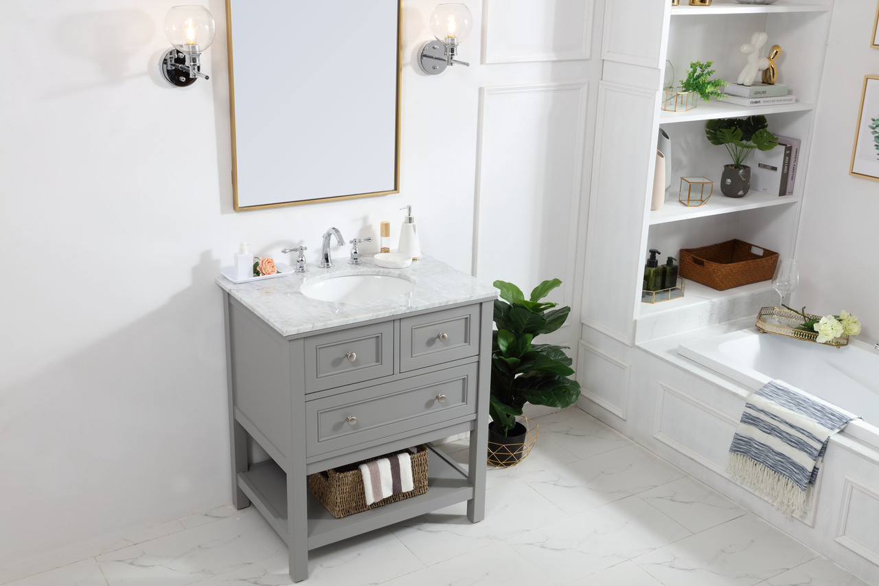 Elegant Decor VF27030GR 30 in. single bathroom vanity set in Grey
