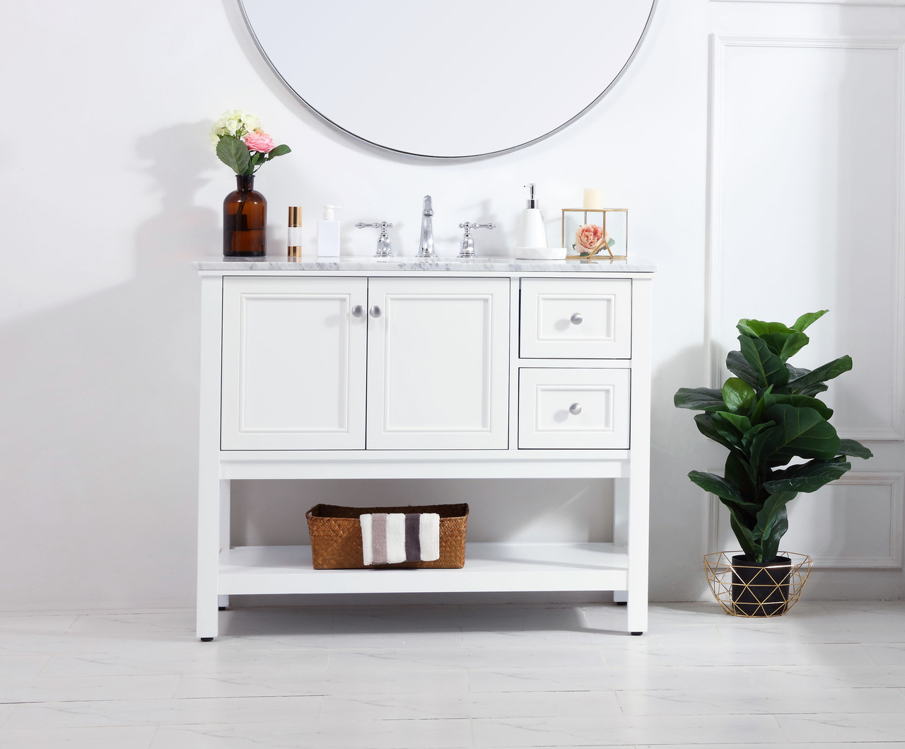 Elegant Decor VF27042WH 42 in. single bathroom vanity set in White Elegant Decor VF27042WH 42 in. single bathroom vanity set in White