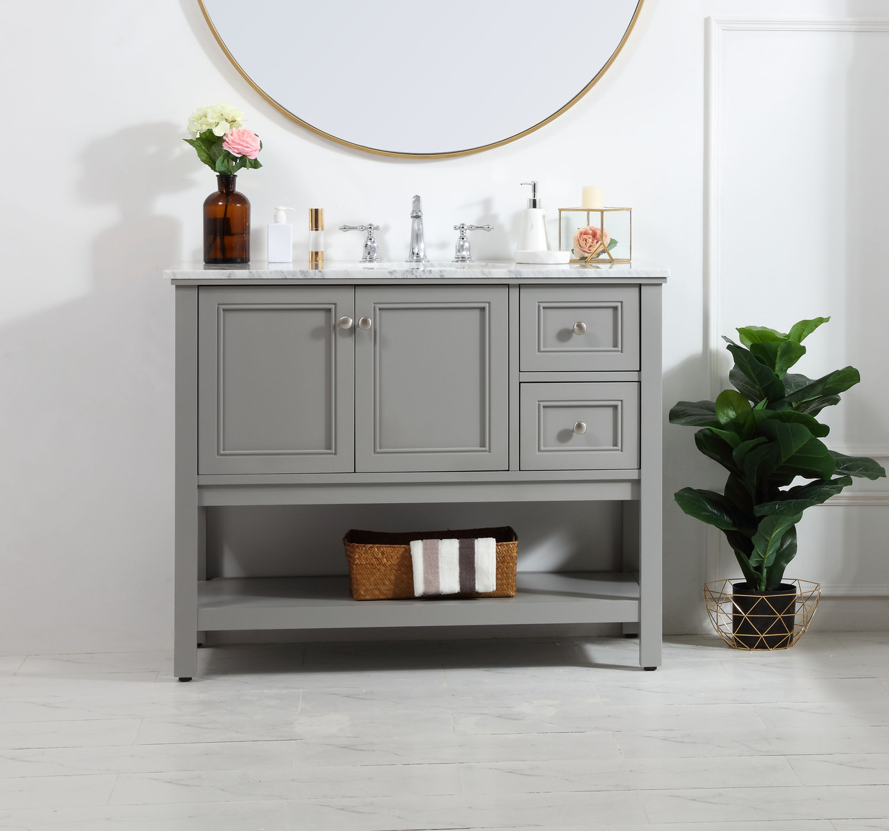 Elegant Decor VF27042GR 42 in. single bathroom vanity set in Grey