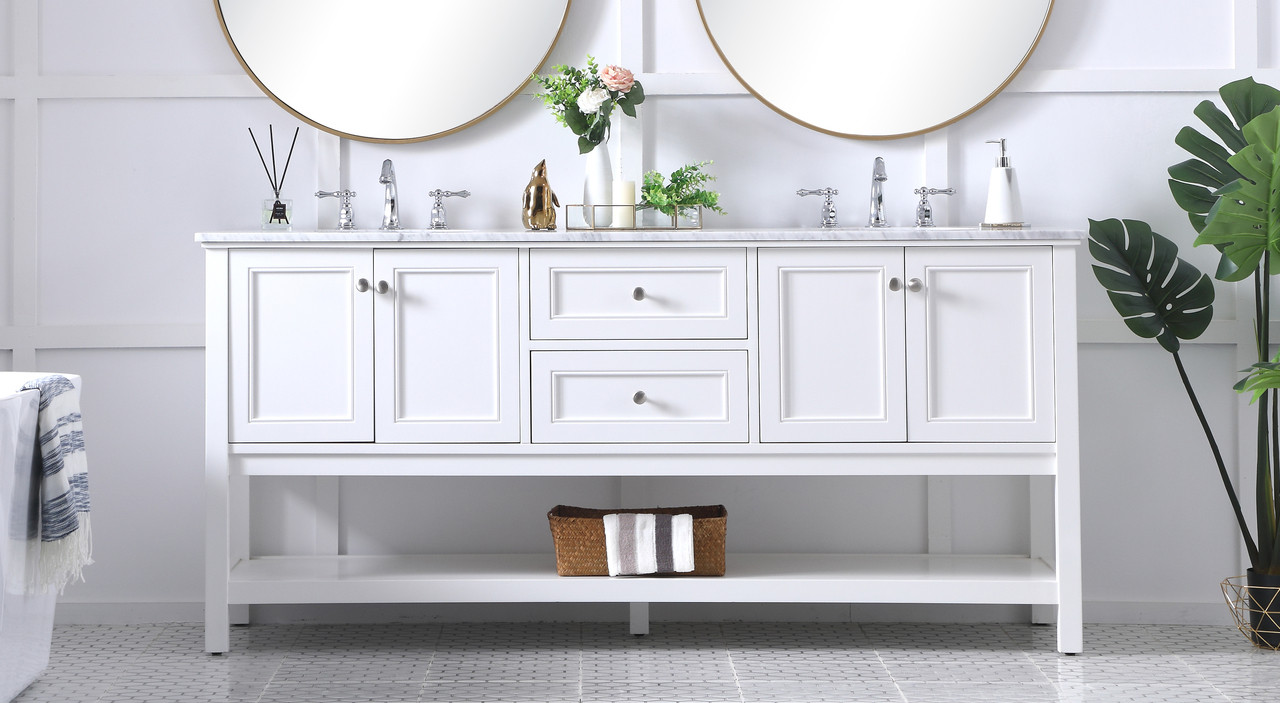 Elegant Decor VF27072WH 72 in. double sink bathroom vanity set in White Elegant Decor VF27072WH 72 in. double sink bathroom vanity set in White