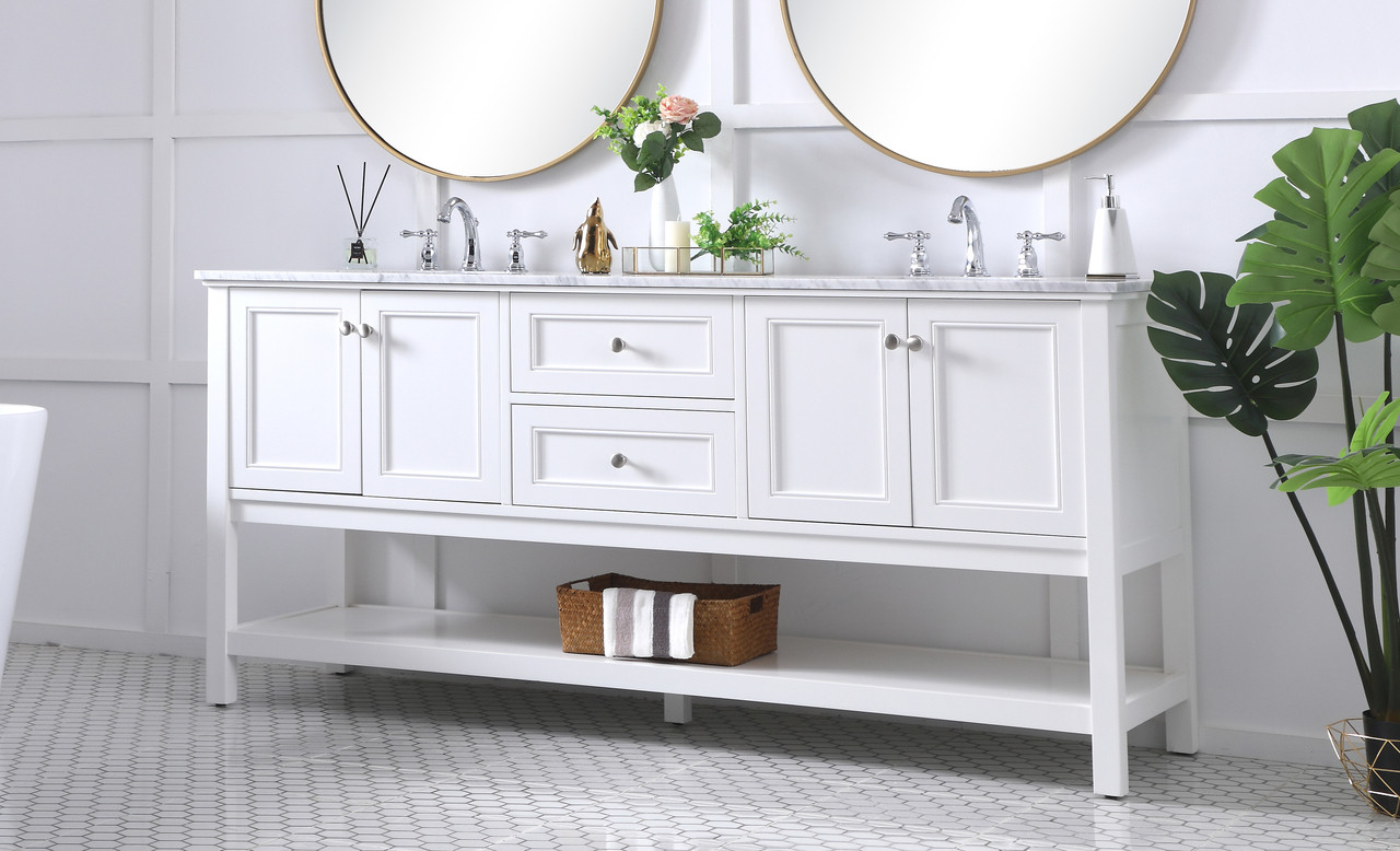Elegant Decor VF27072WH 72 in. double sink bathroom vanity set in White Elegant Decor VF27072WH 72 in. double sink bathroom vanity set in White