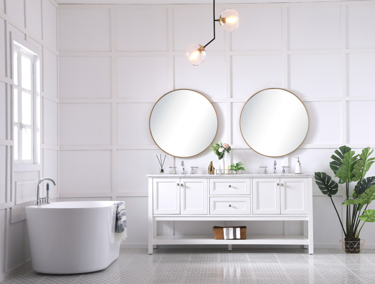 Elegant Decor VF27072WH 72 in. double sink bathroom vanity set in White