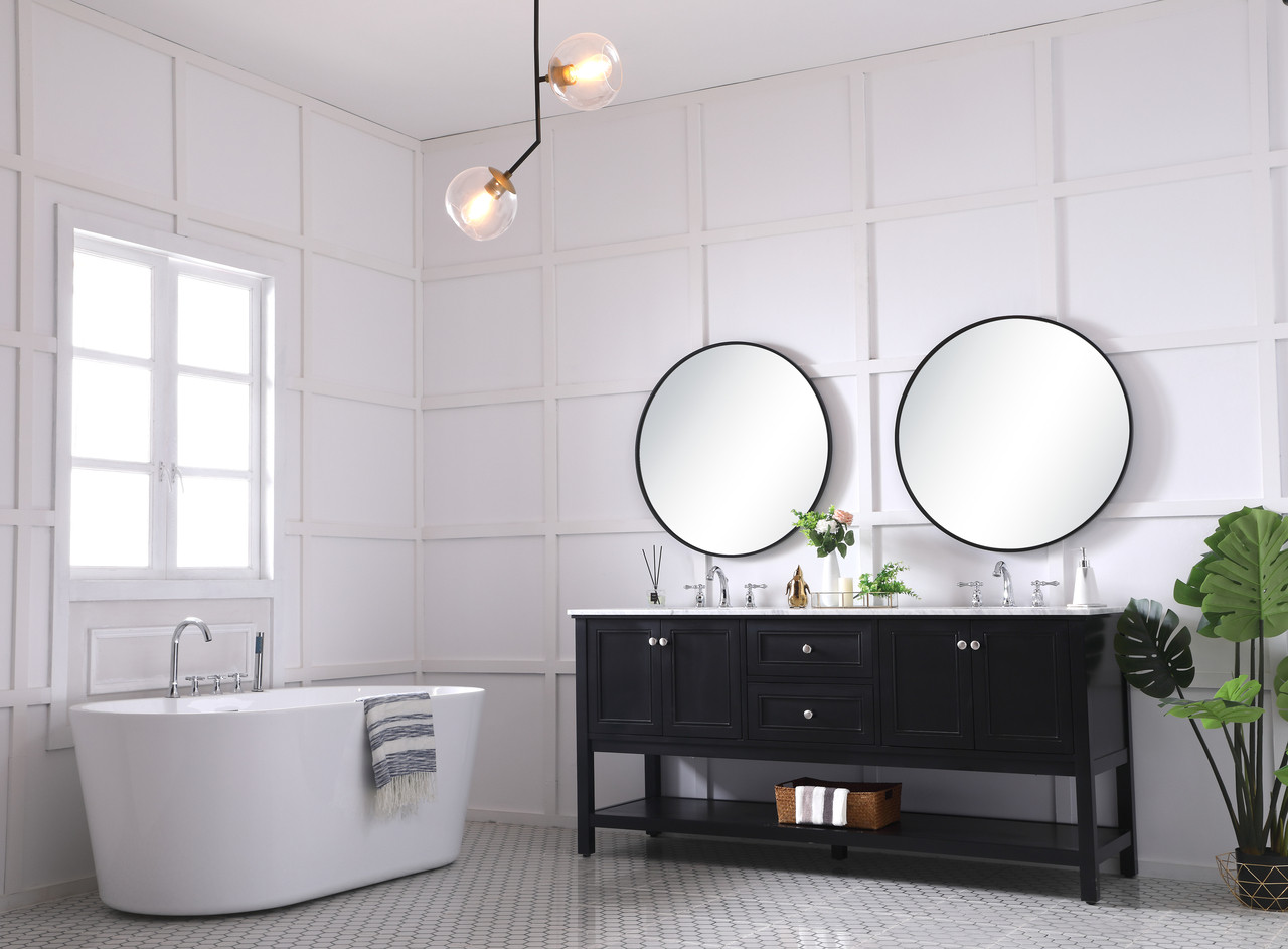 Elegant Decor VF27072BK 72 in. double sink bathroom vanity set in Black