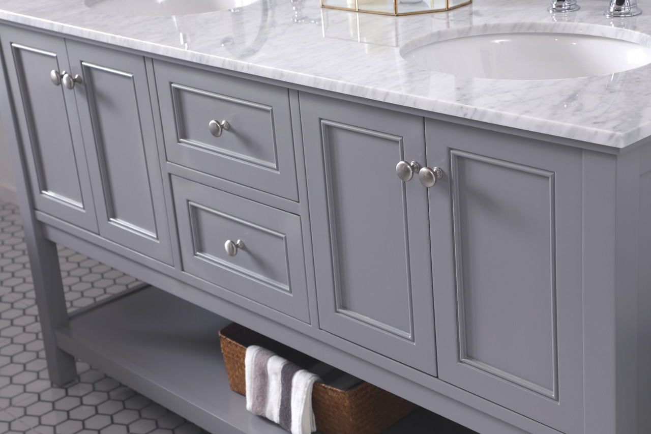 Elegant Decor VF27060GR 60 in. double sink bathroom vanity set in Grey