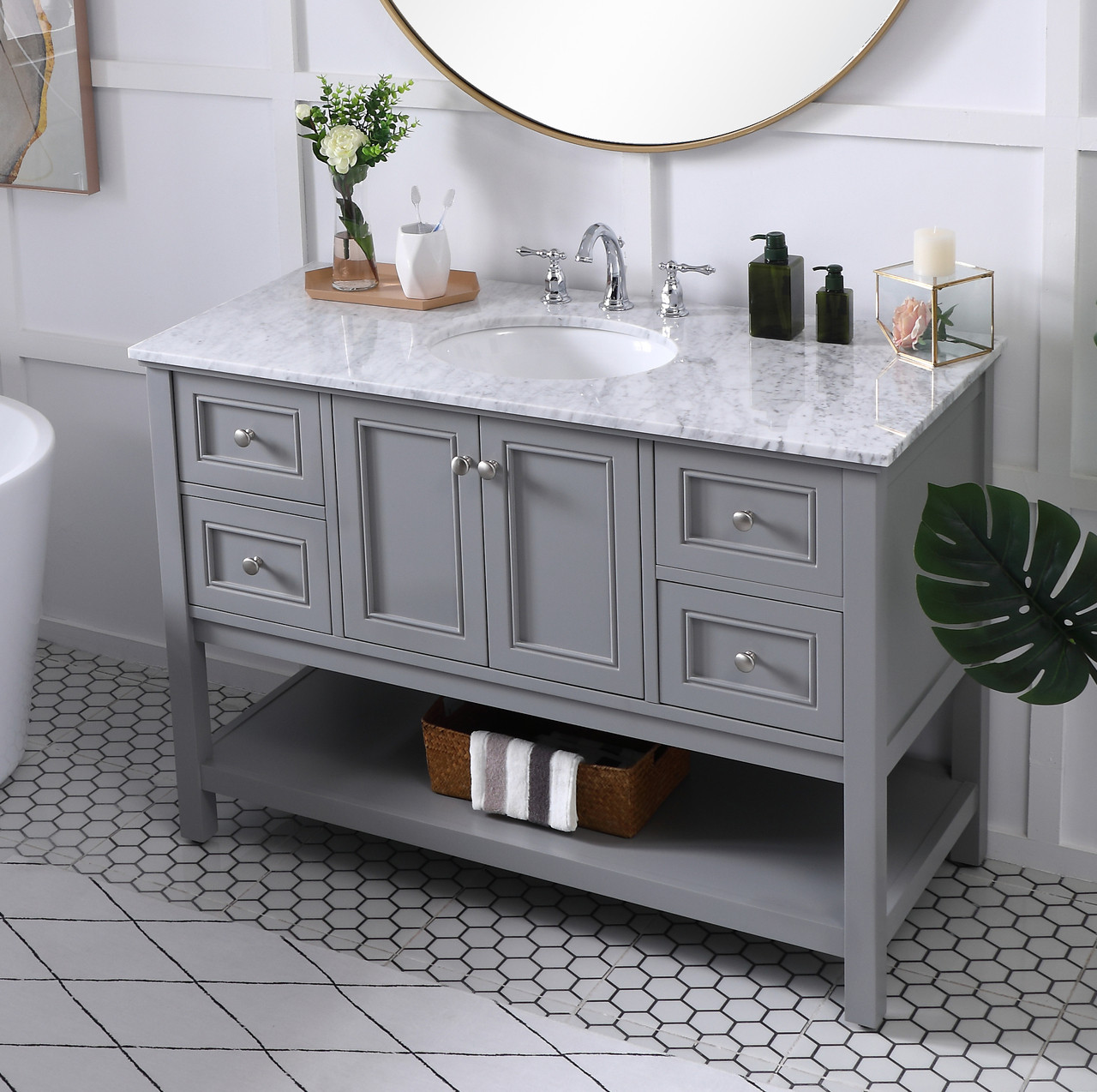 Elegant Decor VF27048GR 48 in. single bathroom vanity set in Grey Elegant Decor VF27048GR 48 in. single bathroom vanity set in Grey