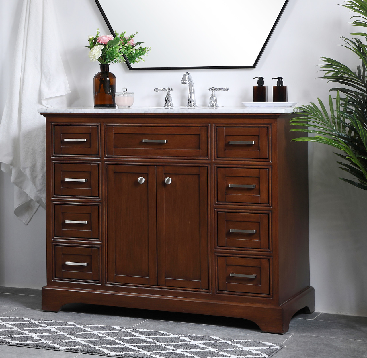 Elegant Decor VF15042TK 42 in. Single Bathroom Vanity set in teak Elegant Decor VF15042TK 42 in. Single Bathroom Vanity set in teak