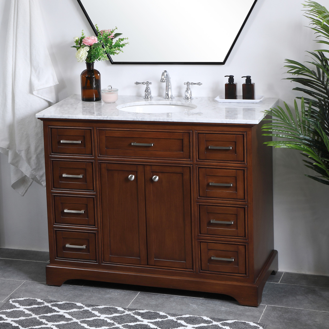 Elegant Decor VF15042TK 42 in. Single Bathroom Vanity set in teak Elegant Decor VF15042TK 42 in. Single Bathroom Vanity set in teak