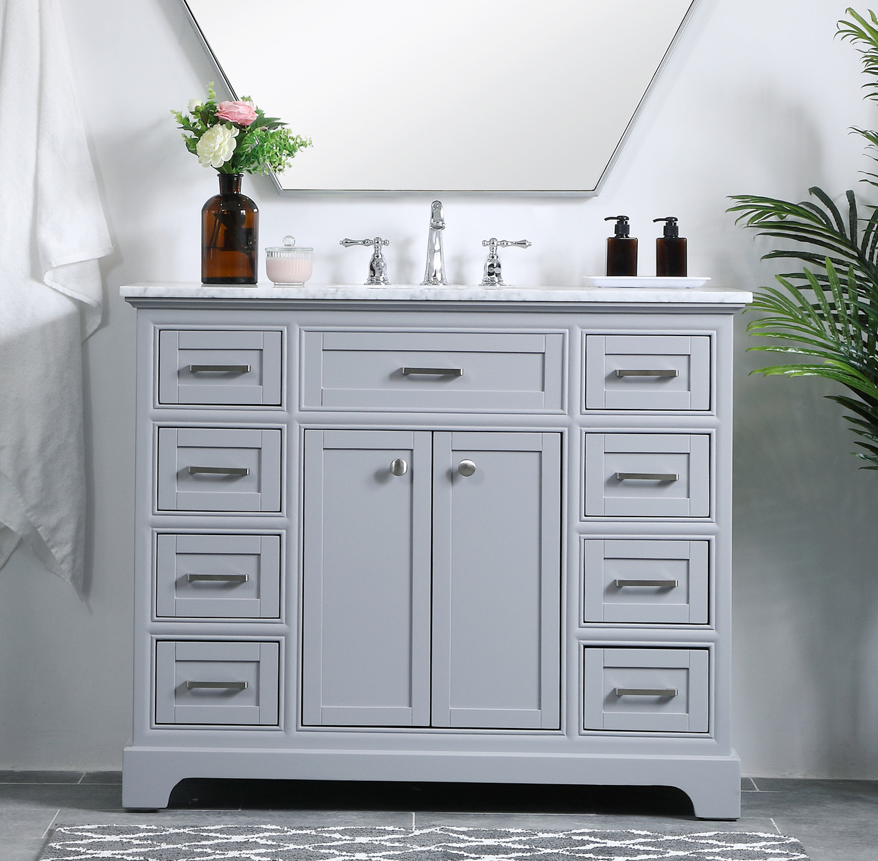 Elegant Decor VF15042GR 42 in. Single Bathroom Vanity set in light grey Elegant Decor VF15042GR 42 in. Single Bathroom Vanity set in light grey