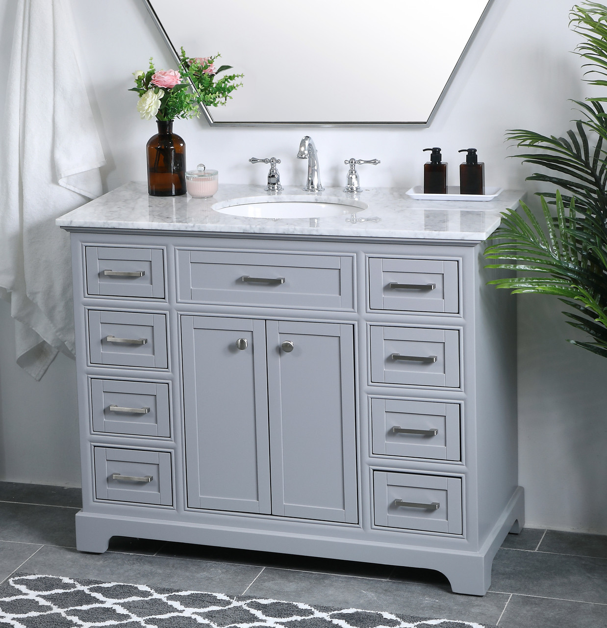 Elegant Decor VF15042GR 42 in. Single Bathroom Vanity set in light grey Elegant Decor VF15042GR 42 in. Single Bathroom Vanity set in light grey