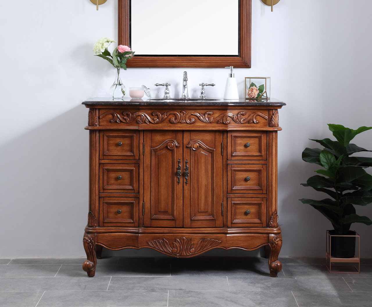 Elegant Decor VF38842TK 42 in. Single Bathroom Vanity set in teak