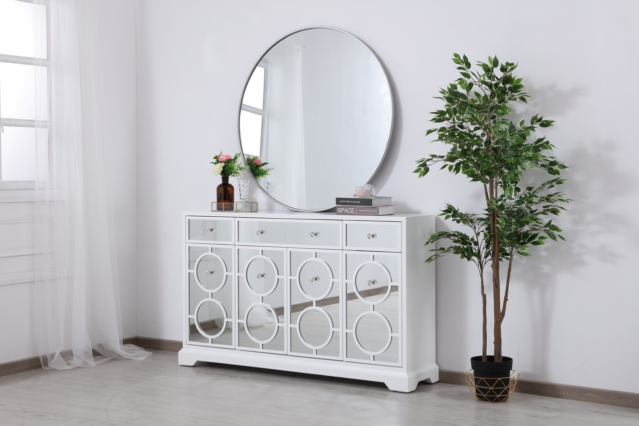 Elegant Decor MF81001WH 60 in. mirrored credenza in white
