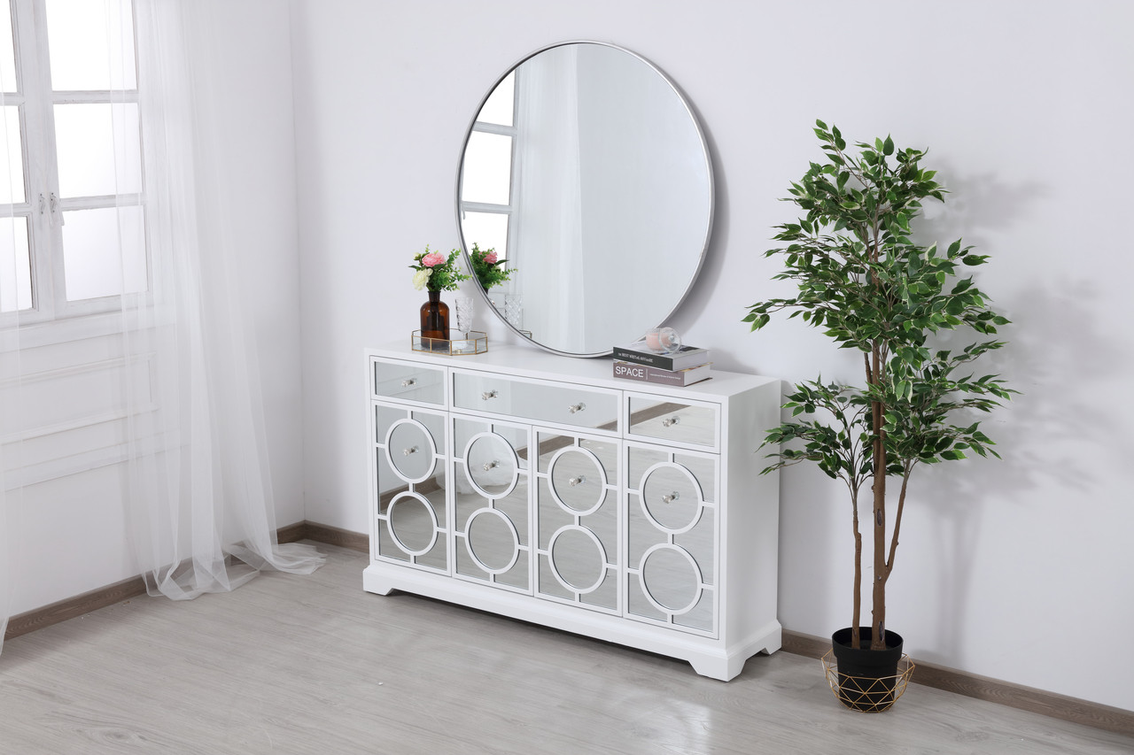 Elegant Decor MF81001WH 60 in. mirrored credenza in white