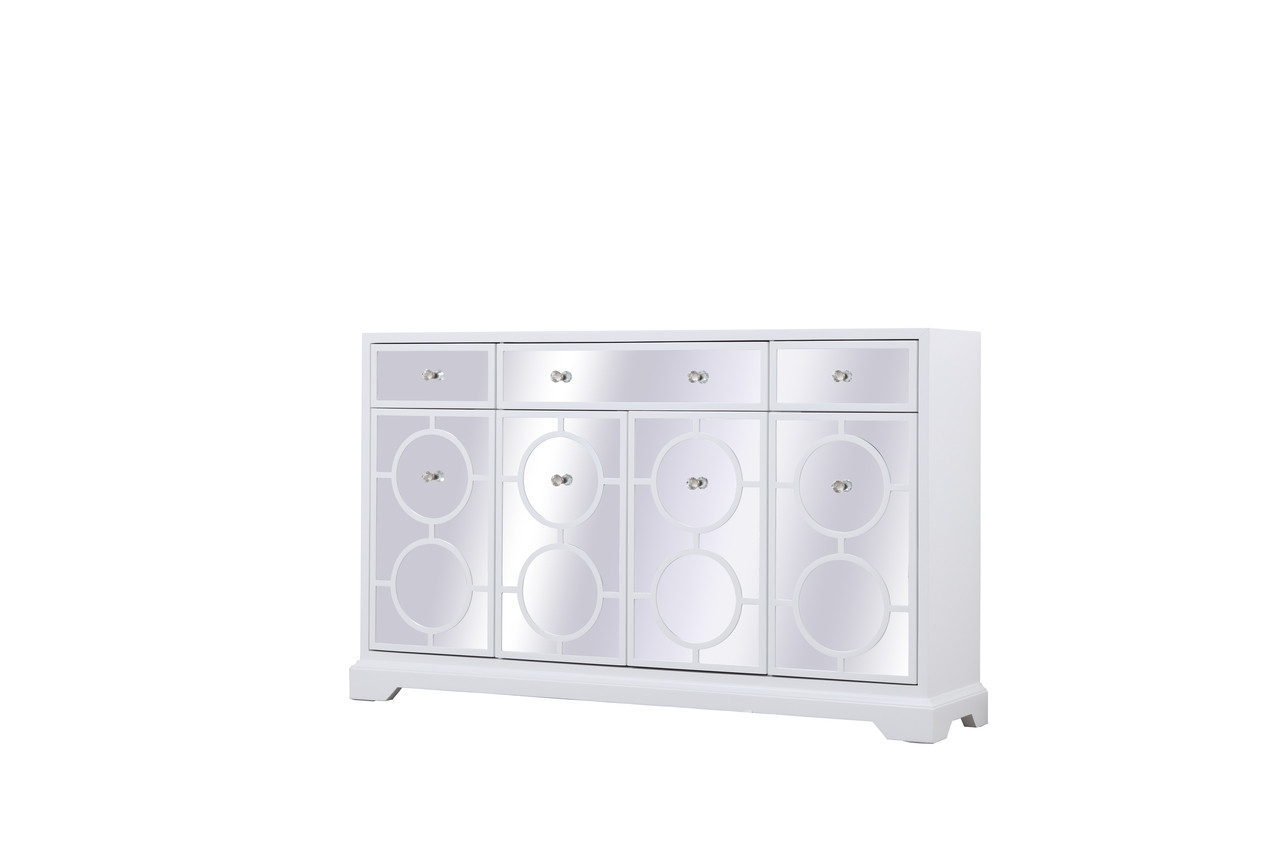 Elegant Decor MF81001WH 60 in. mirrored credenza in white