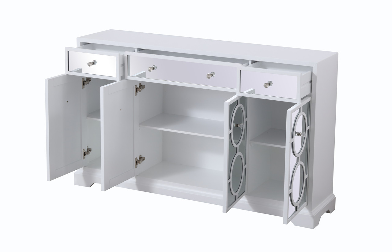 Elegant Decor MF81001WH 60 in. mirrored credenza in white