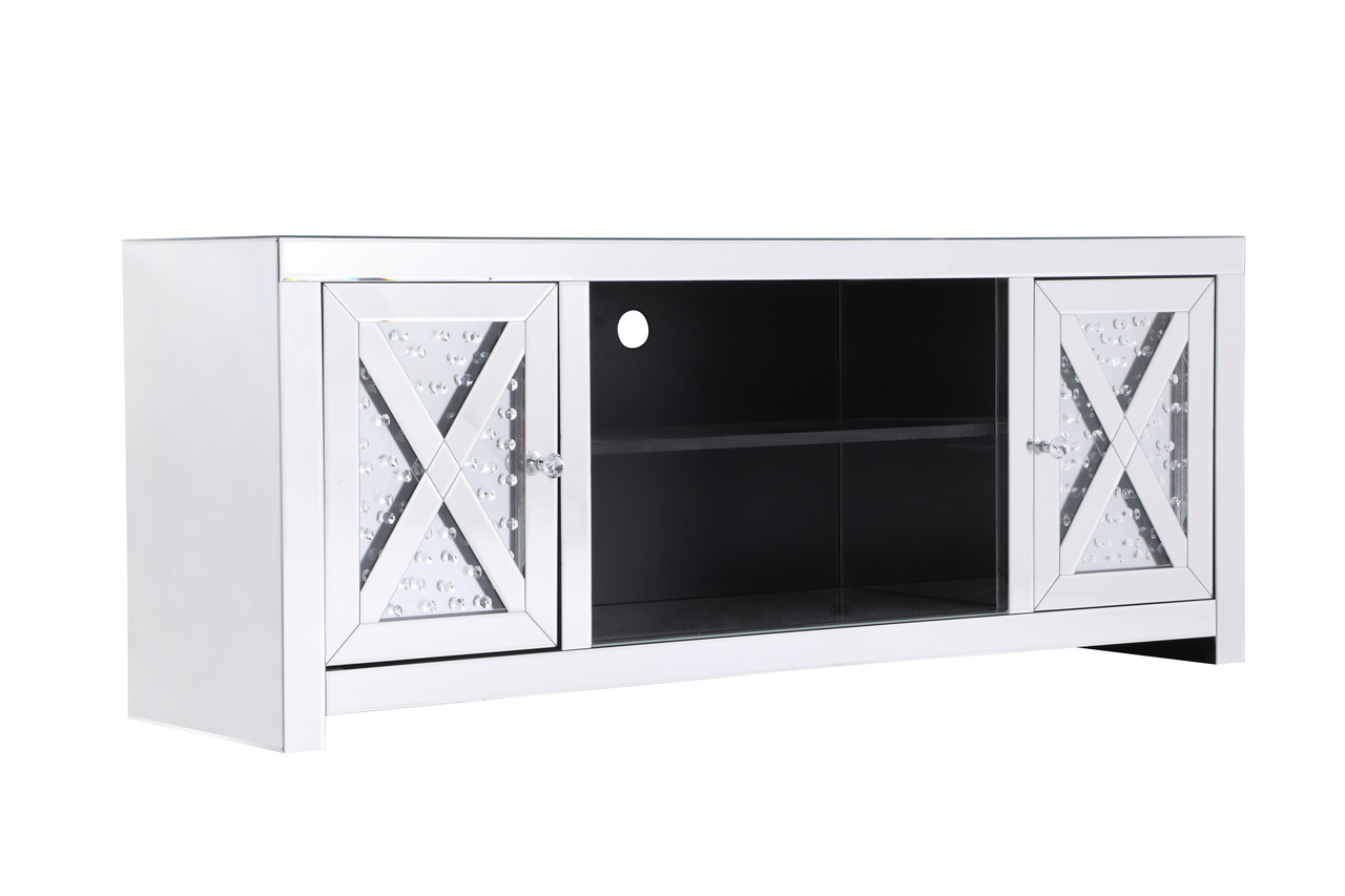 Elegant Decor MF9904 59 in. crystal mirrored TV stand