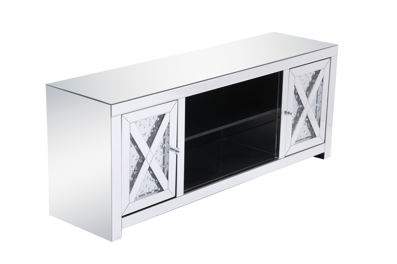 Elegant Decor MF9904 59 in. crystal mirrored TV stand