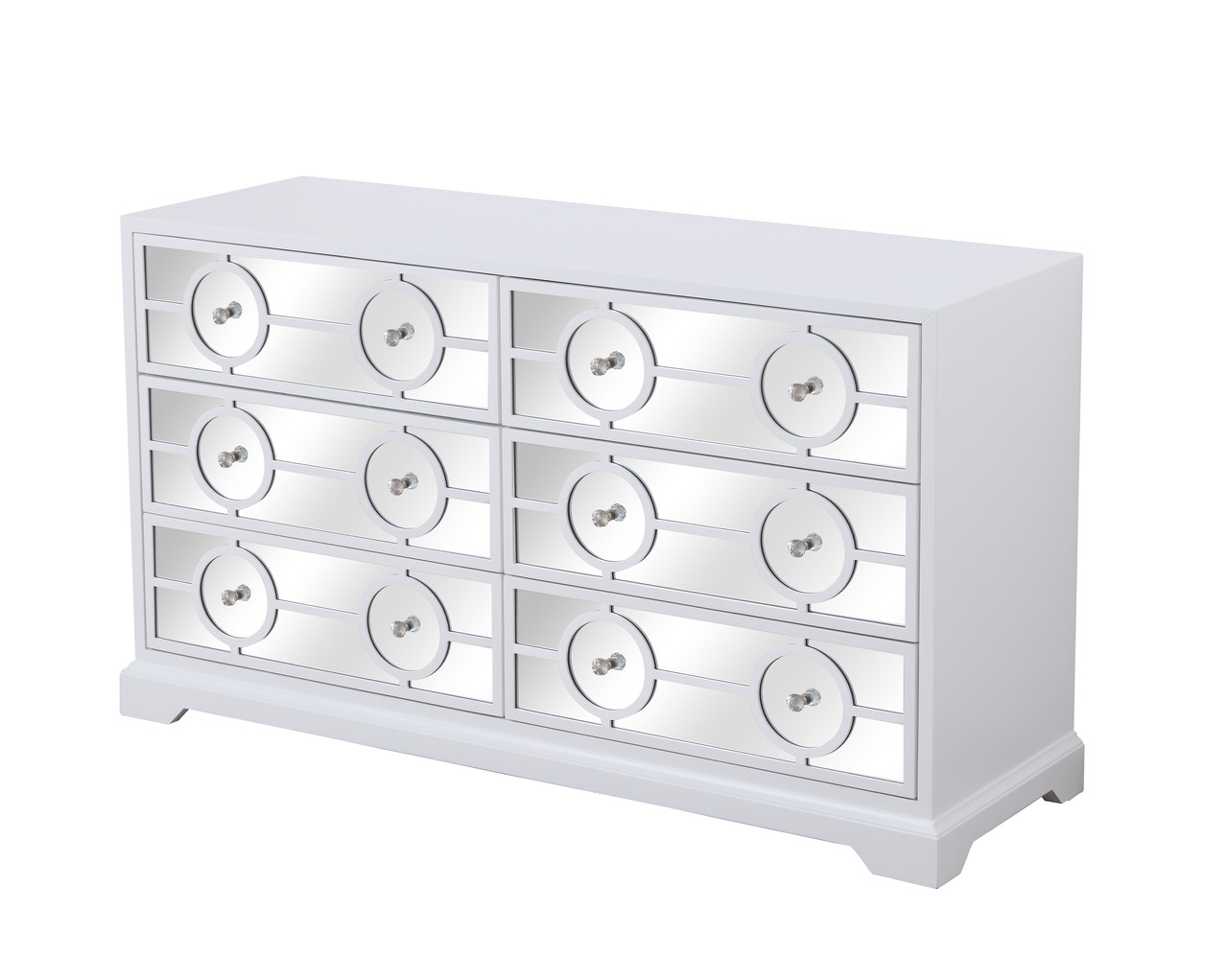 Elegant Decor MF81036WH 60 in. mirrored six drawer cabinet in white