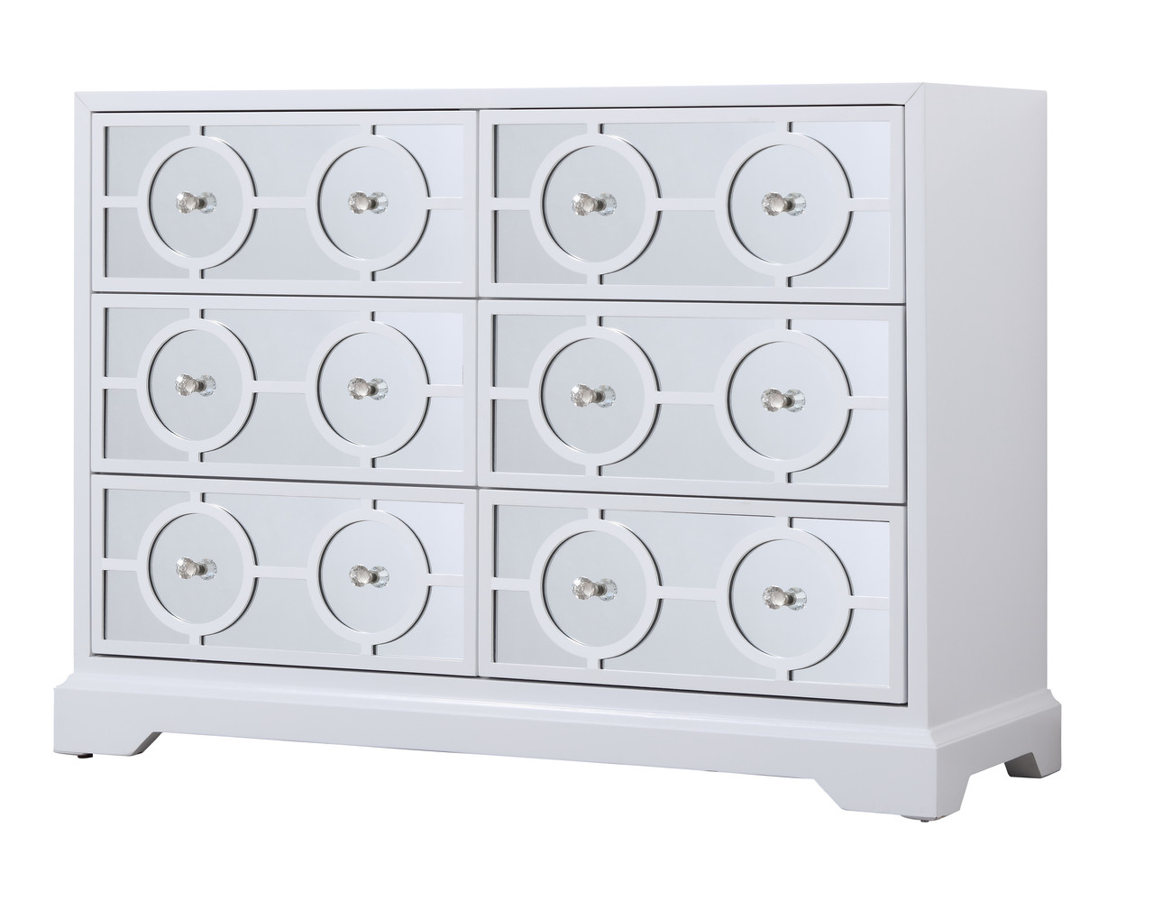 Elegant Decor MF81017WH 48 in. mirrored six drawer cabinet in white