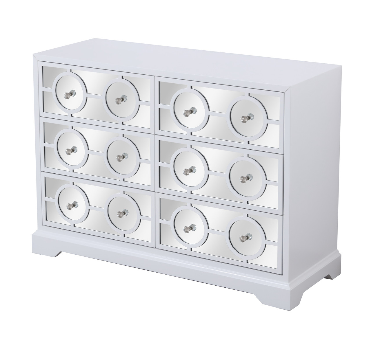 Elegant Decor MF81017WH 48 in. mirrored six drawer cabinet in white