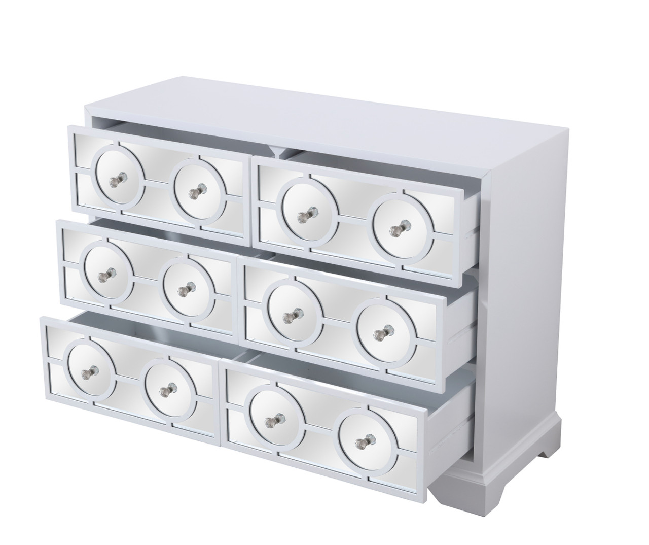 Elegant Decor MF81017WH 48 in. mirrored six drawer cabinet in white