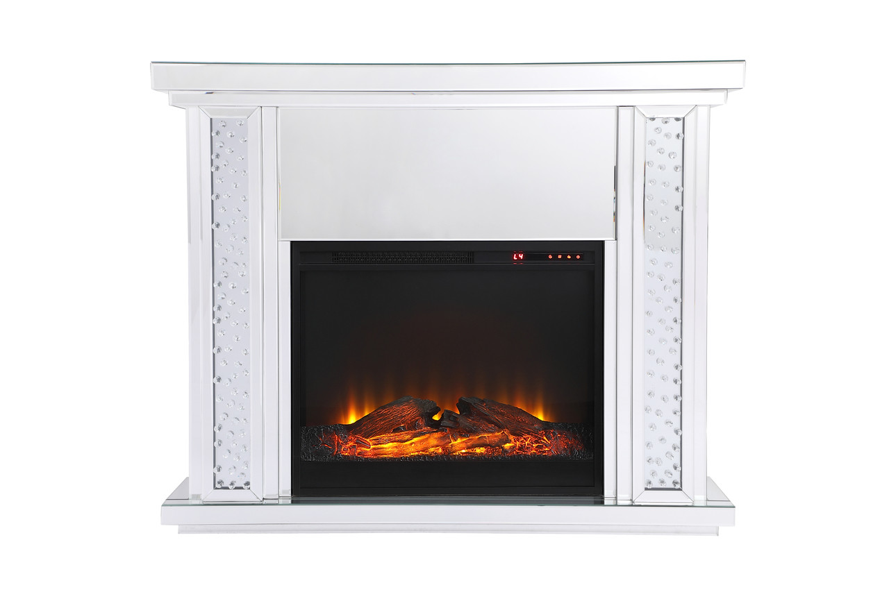 Elegant Decor Mirrored Mantle with Fireplace