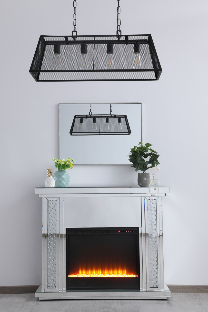 Elegant Decor MF9901-F2 47.5 in. Crystal mirrored mantle with crystal insert fireplace Elegant Decor MF9901-F2 47.5 in. Crystal mirrored mantle with crystal insert fireplace