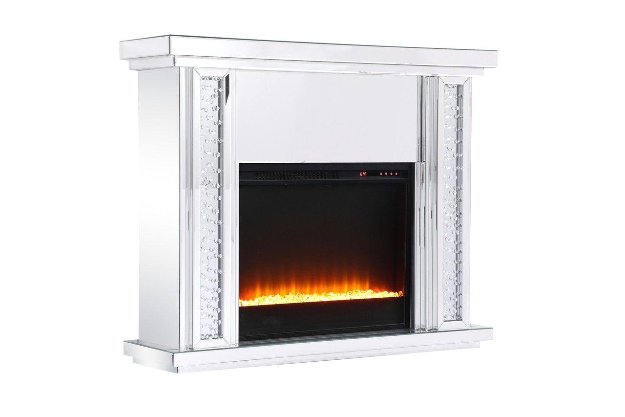 Elegant Decor MF9901-F2 47.5 in. Crystal mirrored mantle with crystal insert fireplace Elegant Decor MF9901-F2 47.5 in. Crystal mirrored mantle with crystal insert fireplace