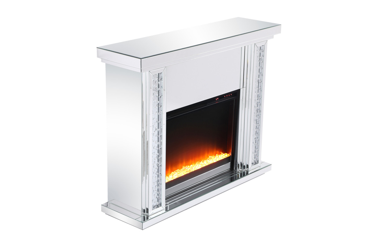 Elegant Decor MF9901-F2 47.5 in. Crystal mirrored mantle with crystal insert fireplace Elegant Decor MF9901-F2 47.5 in. Crystal mirrored mantle with crystal insert fireplace