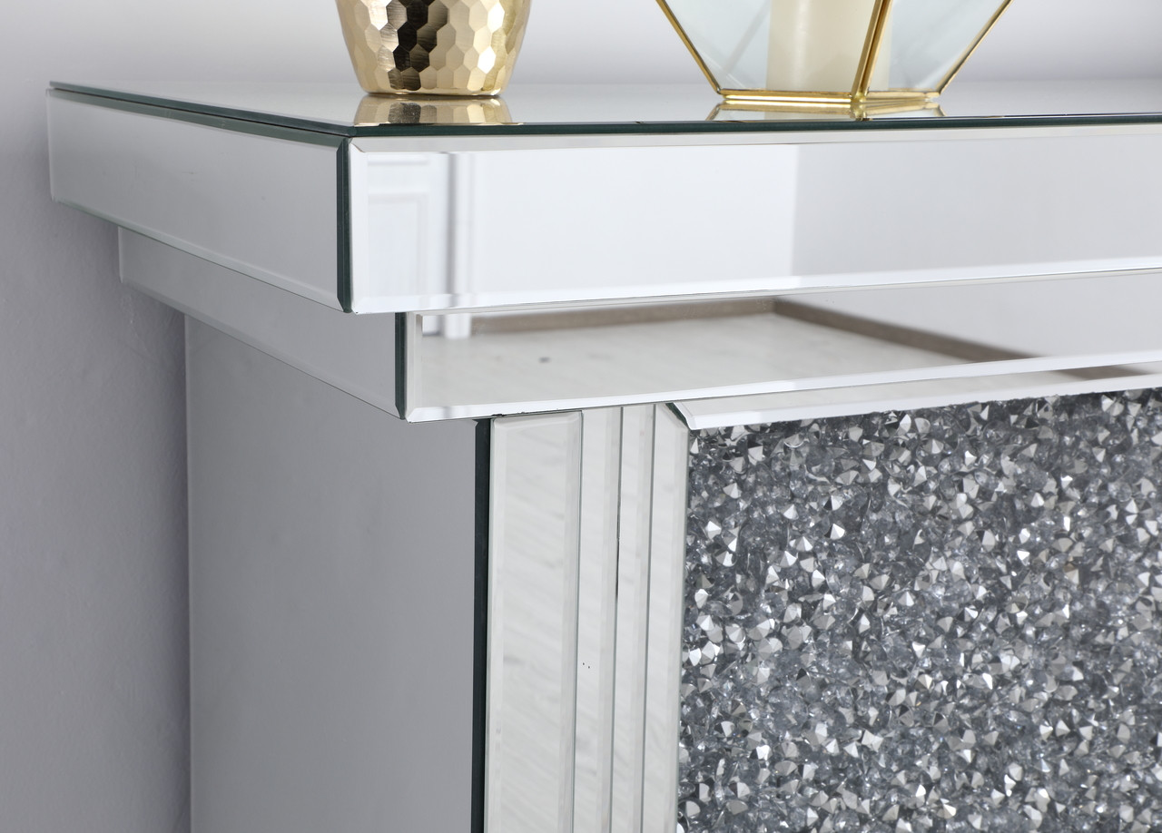 Elegant Decor MF9902-F2 47.5 in. Crystal mirrored mantle with crystal insert fireplace
