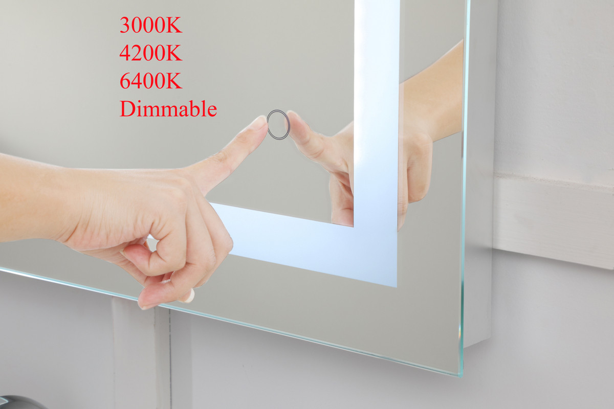 Elegant Decor MRE13672 Helios 36in x 72in Hardwired LED mirror with touch sensor and color changing temperature 3000K/4200K/6400K