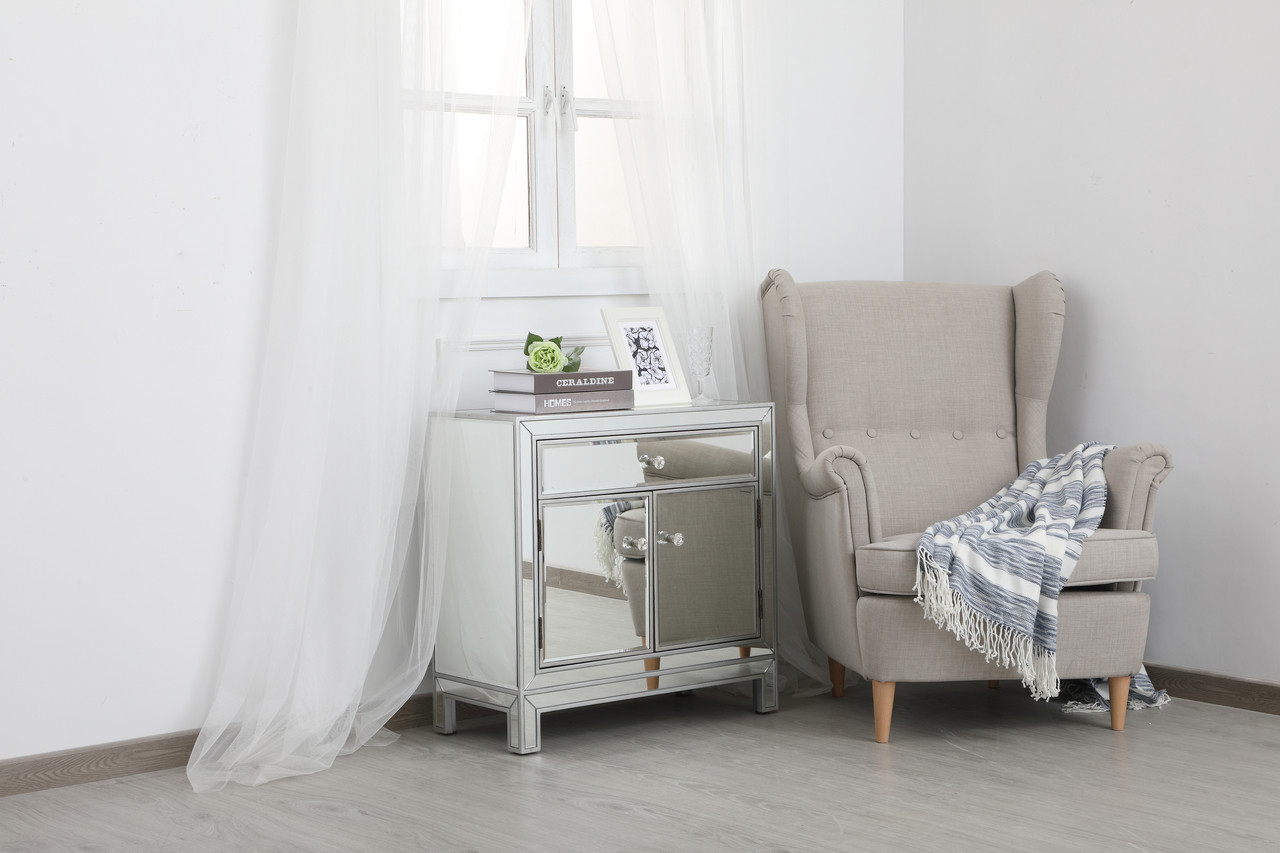 Elegant Decor MF71034S 29 in. mirrored cabinet in antique silver