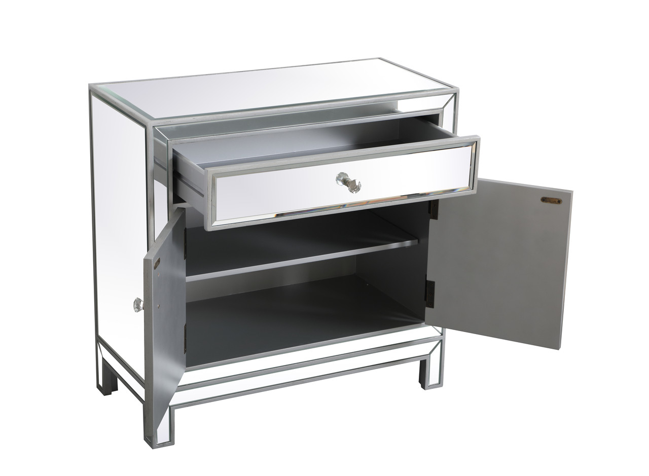 Elegant Decor MF71034S 29 in. mirrored cabinet in antique silver Elegant Decor MF71034S 29 in. mirrored cabinet in antique silver