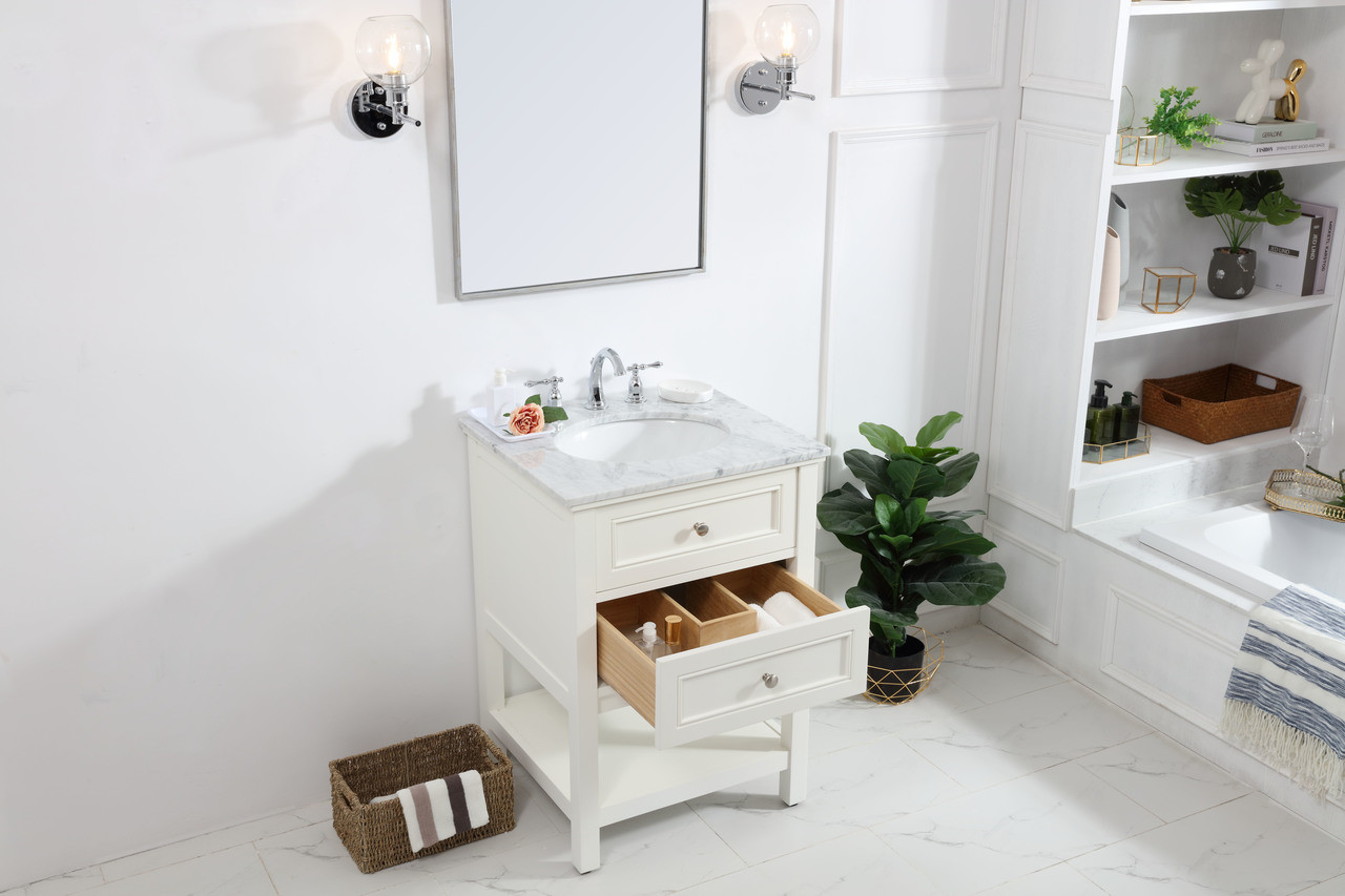 Elegant Decor VF27024WH 24 in. single bathroom vanity set in White