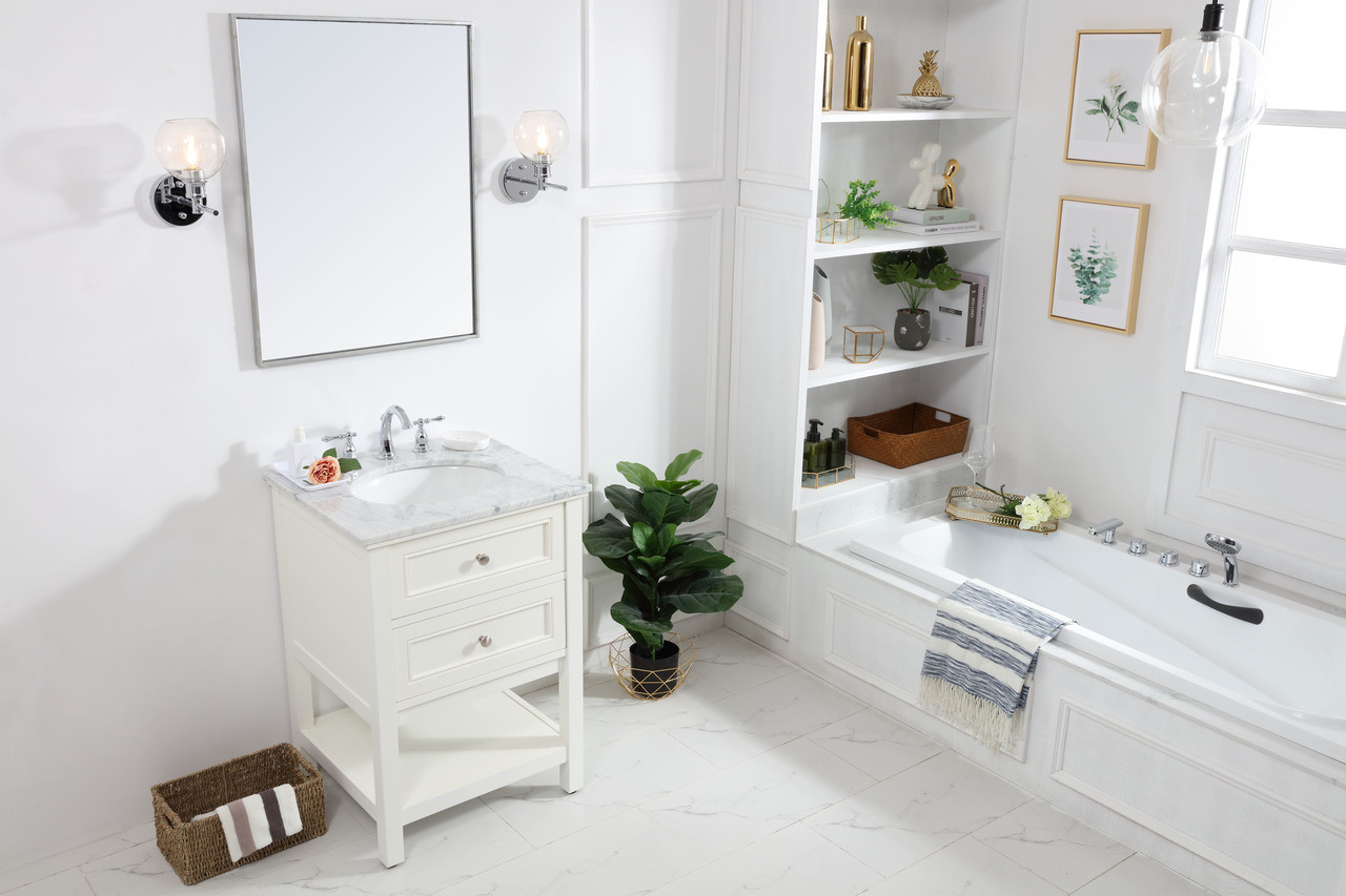 Elegant Decor VF27024WH 24 in. single bathroom vanity set in White