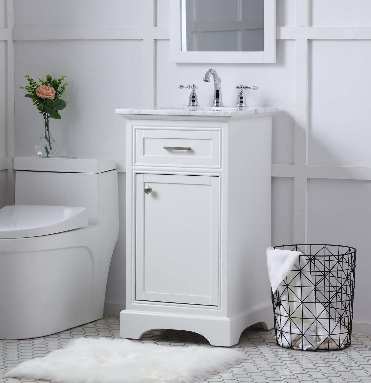 Elegant Decor VF15019WH 19 in. Single Bathroom Vanity set in white Elegant Decor VF15019WH 19 in. Single Bathroom Vanity set in white