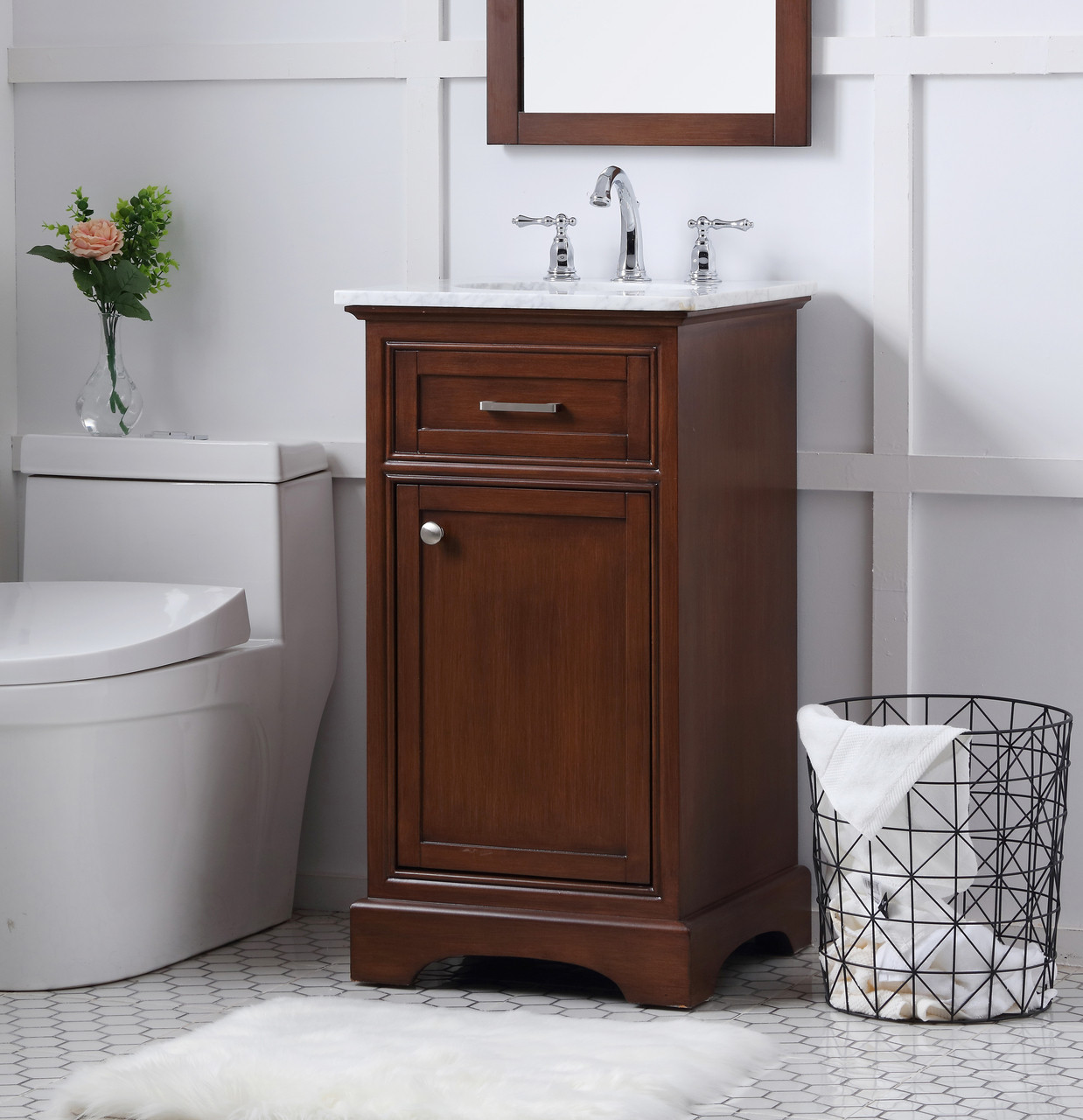 Elegant Decor VF15019TK 19 in. Single Bathroom Vanity set in teak